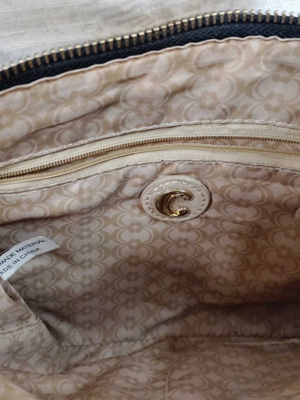 Charming Charlie Black and Cream Crossbody Bag with Brown Accents